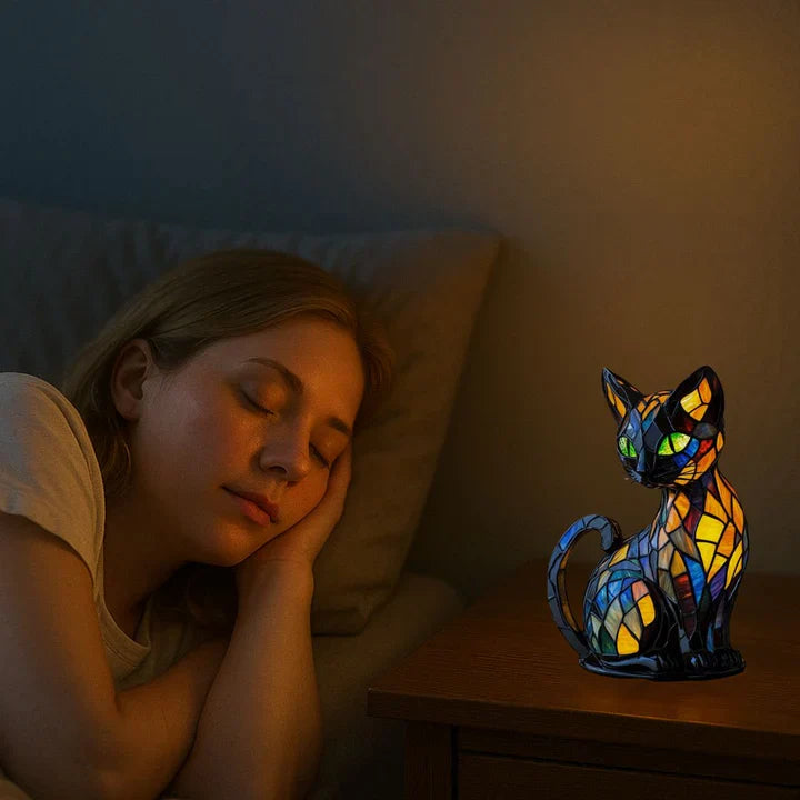Stained Glass Cat Table Lamp 4