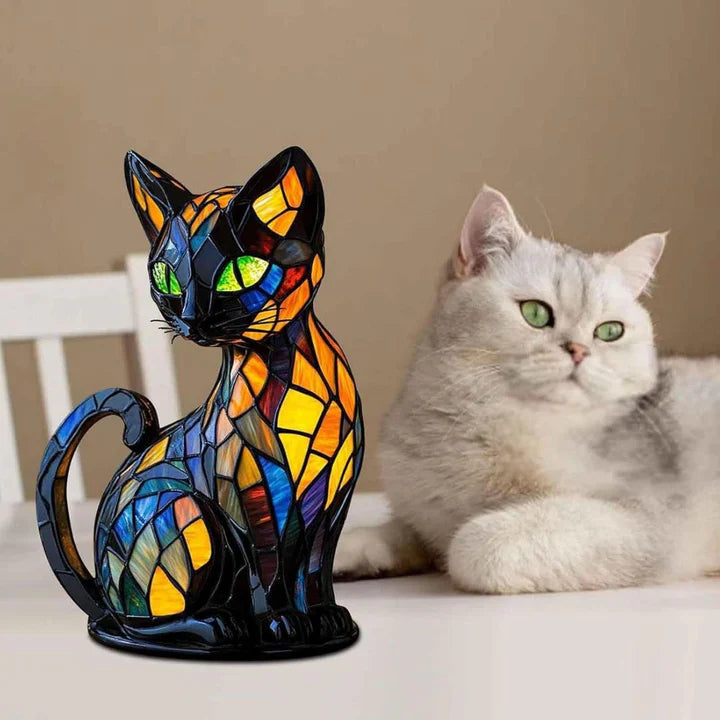 Stained Glass Cat Table Lamp 5