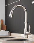 Stainless Steel Kitchen Faucet with Pull-Out Sprayer - Modern Extendable Sink Faucet for Easy Access and Convenient Use 0