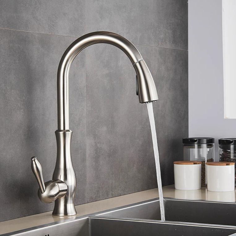 Stainless Steel Kitchen Faucet with Pull-Out Sprayer - Modern Extendable Sink Faucet for Easy Access and Convenient Use 1