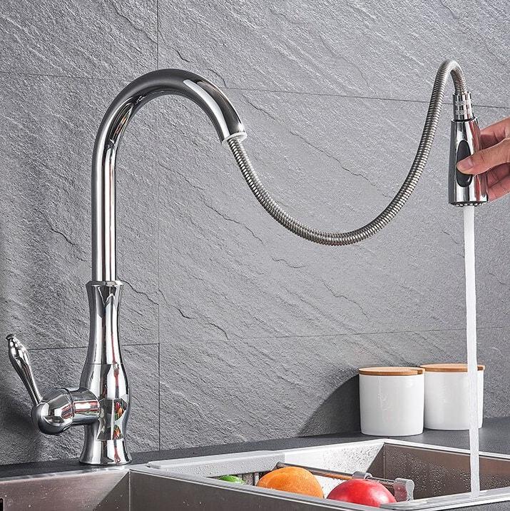 Stainless Steel Kitchen Faucet with Pull-Out Sprayer - Modern Extendable Sink Faucet for Easy Access and Convenient Use 3