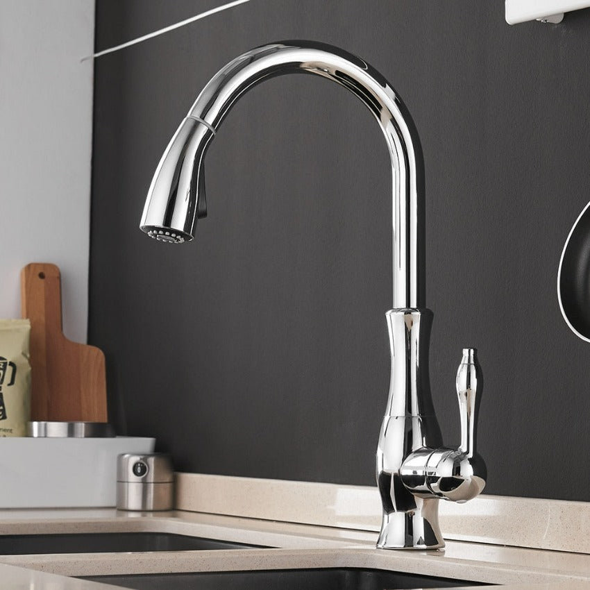 Stainless Steel Kitchen Faucet with Pull-Out Sprayer - Modern Extendable Sink Faucet for Easy Access and Convenient Use 8