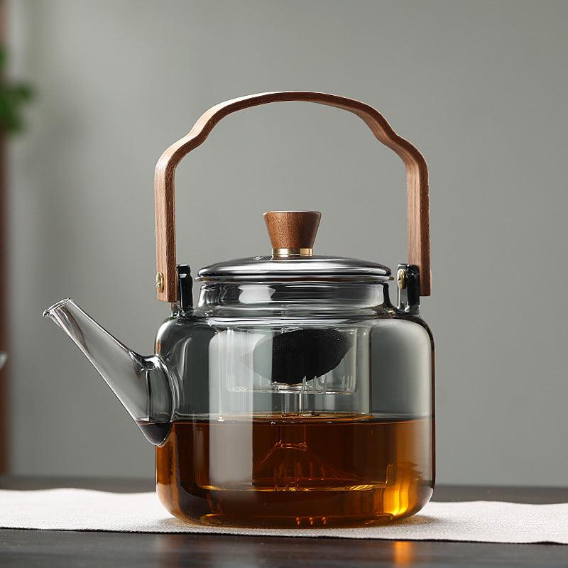 SteepHaus | Premium Glass Teapot with Wooden Lid & Stainless Infuser 0