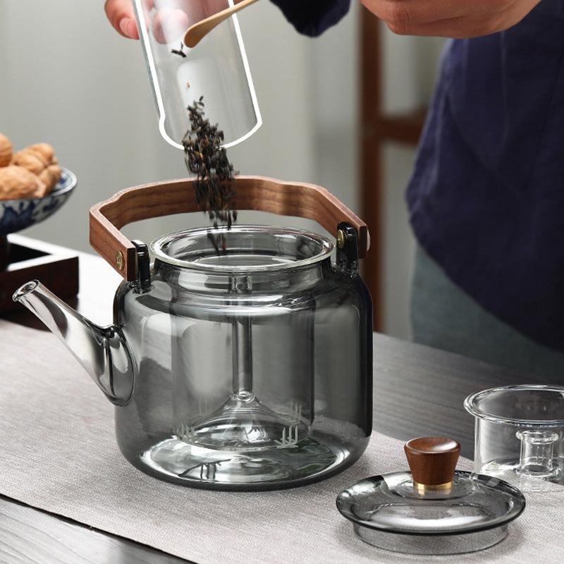SteepHaus | Premium Glass Teapot with Wooden Lid & Stainless Infuser 1