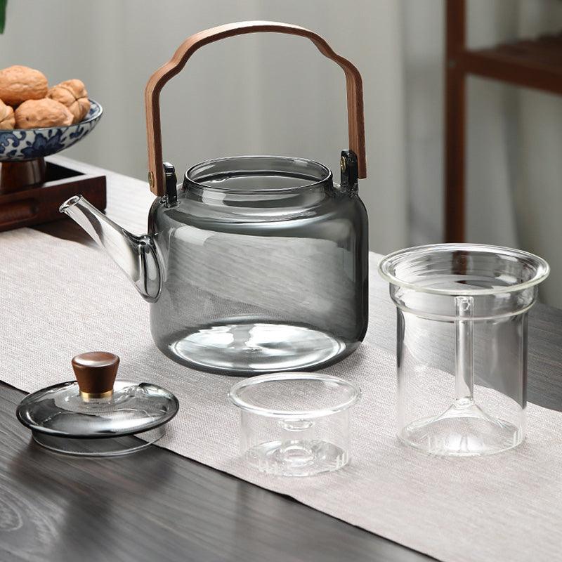 SteepHaus | Premium Glass Teapot with Wooden Lid & Stainless Infuser 2
