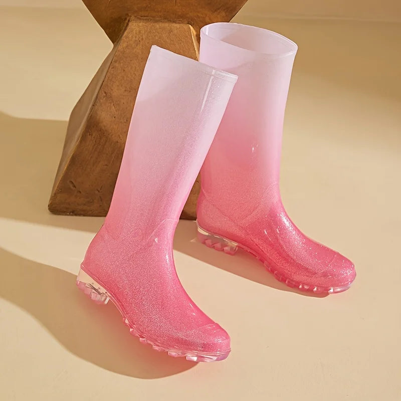 StormGlow | Stylish Waterproof Gradient Pink to White Rain Boots Women 2