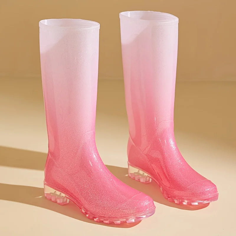 StormGlow | Stylish Waterproof Gradient Pink to White Rain Boots Women 3