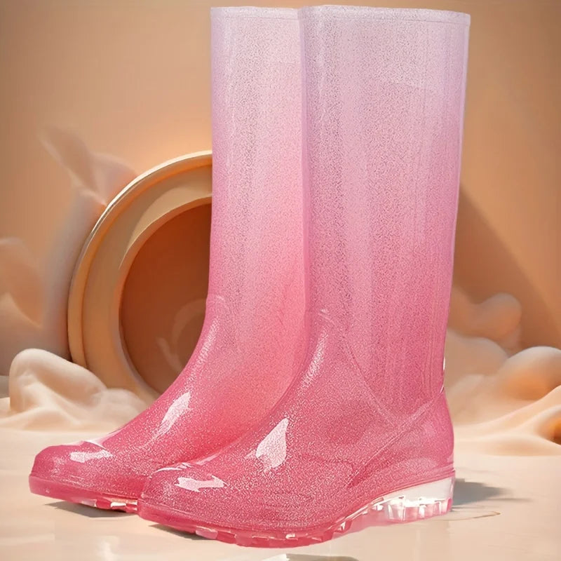 StormGlow | Stylish Waterproof Gradient Pink to White Rain Boots Women 4