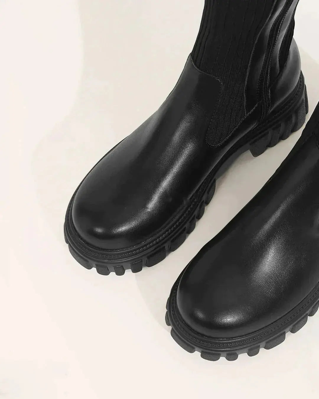 Stretch Knit Black Knee High Boots for Women – Comfortable Long Boots with Sleek Design 4