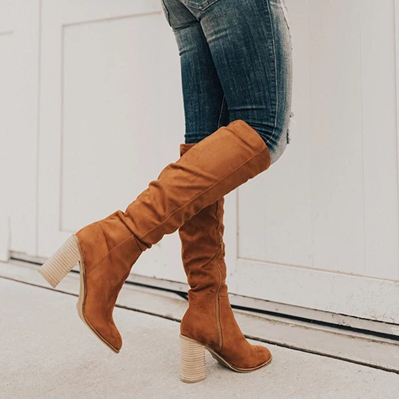 Stylish High Heel Suede Knee High Boots for Women - Black Knee Boots for Any Occasion 1