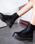 Stylish Leather Platform Boots with Chunky Sole – Comfortable Urban Footwear for Streetwear and Grunge 4