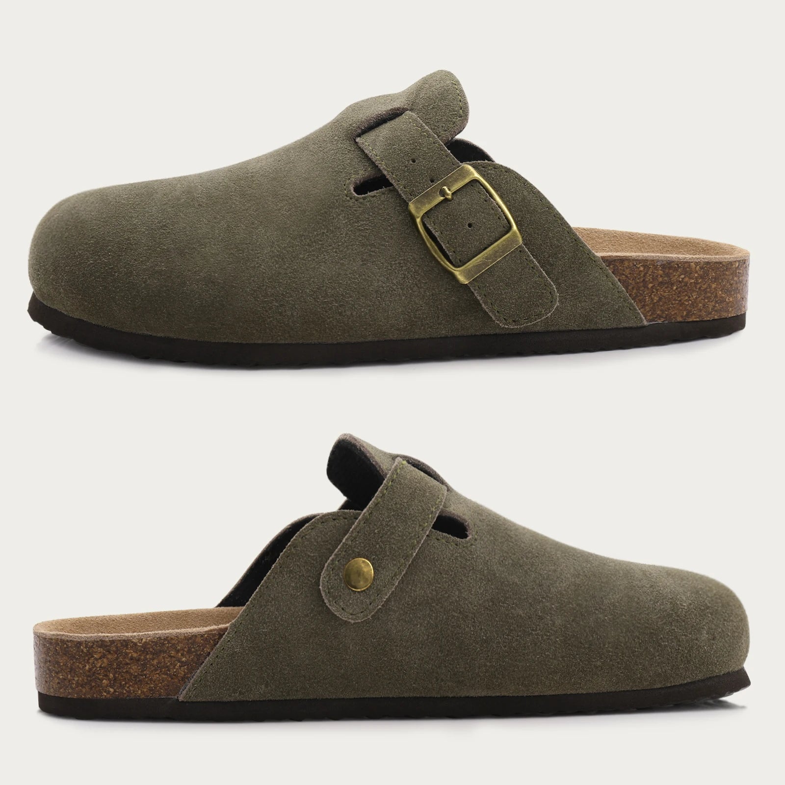 Stylish Women's Sandals - Suede Mules with Cork Insole and Arch Support for All-Day Comfort 2