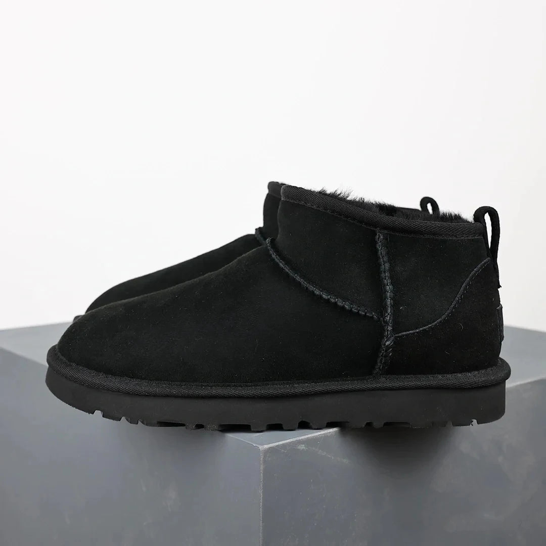 Stylish Women’s Winter Ankle Boots – Black Platform Booties with Warm Fur Lining 0