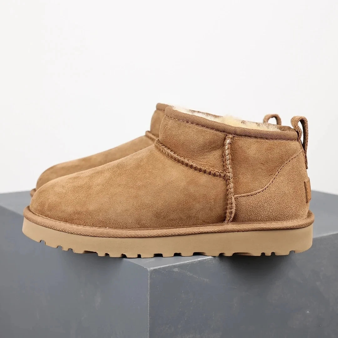 Stylish Women’s Winter Ankle Boots – Brown Platform Booties with Warm Fur Lining 0