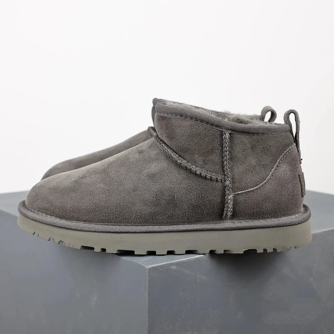 Stylish Women’s Winter Ankle Boots – Gray Platform Booties with Warm Fur Lining 0