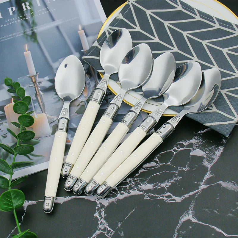 TableAura | Modern Stainless Cutlery Set with Classic Ivory Accents 2