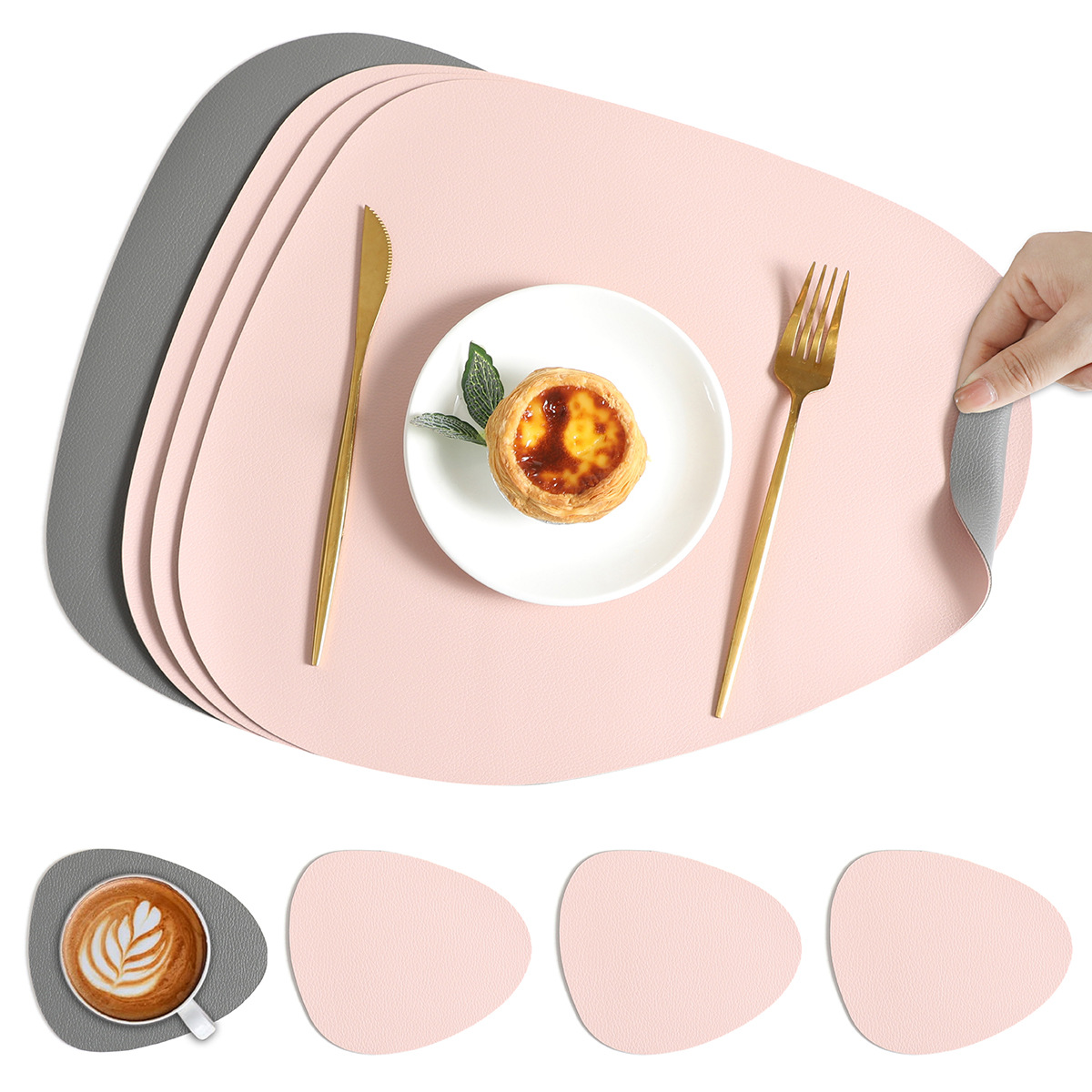 Table Mats Reversible Faux Leather Dining Set 10