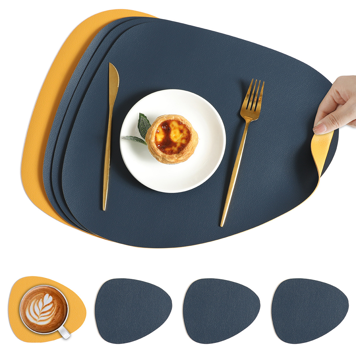 Table Mats Reversible Faux Leather Dining Set 8