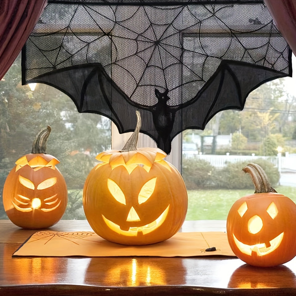 Table Runner Black Lace Halloween Decoration 0