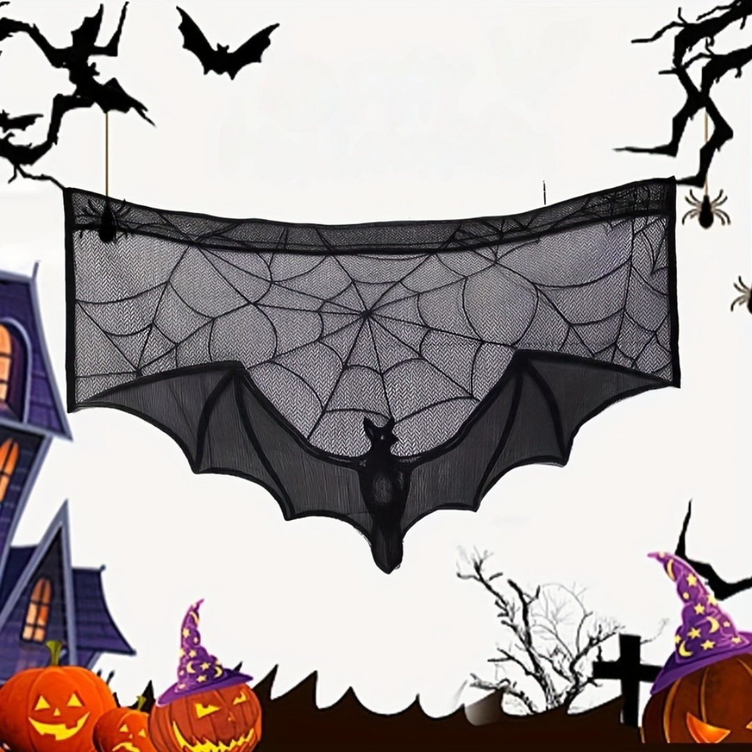 Table Runner Black Lace Halloween Decoration 1