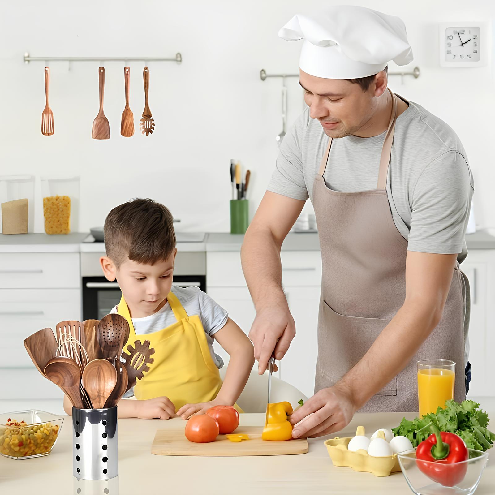 TeakElegance | Stylish Natural Teak 11-Piece Kitchen Utensil Set 1