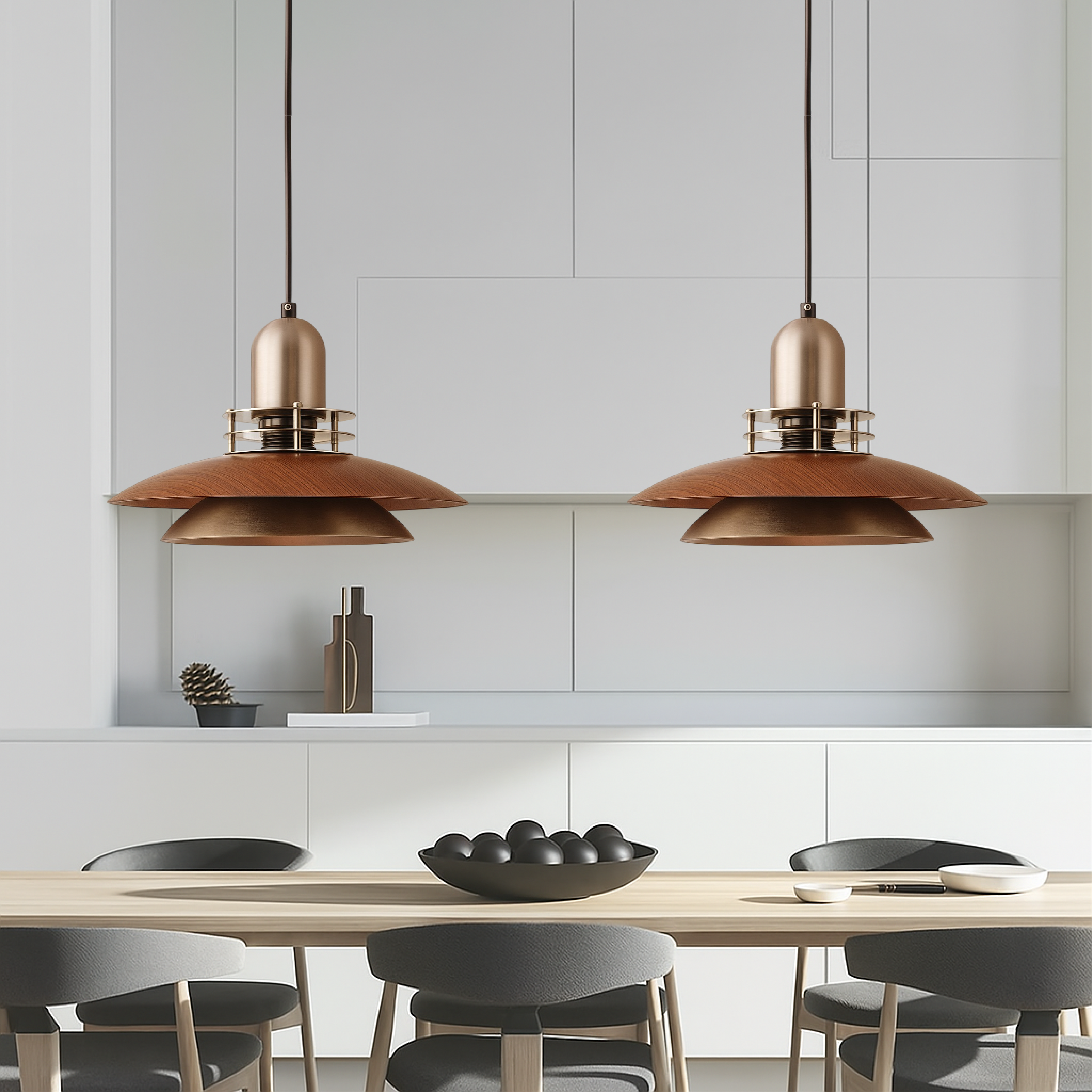 Tenora | Walnut Wood Low Pendant Lamp 2