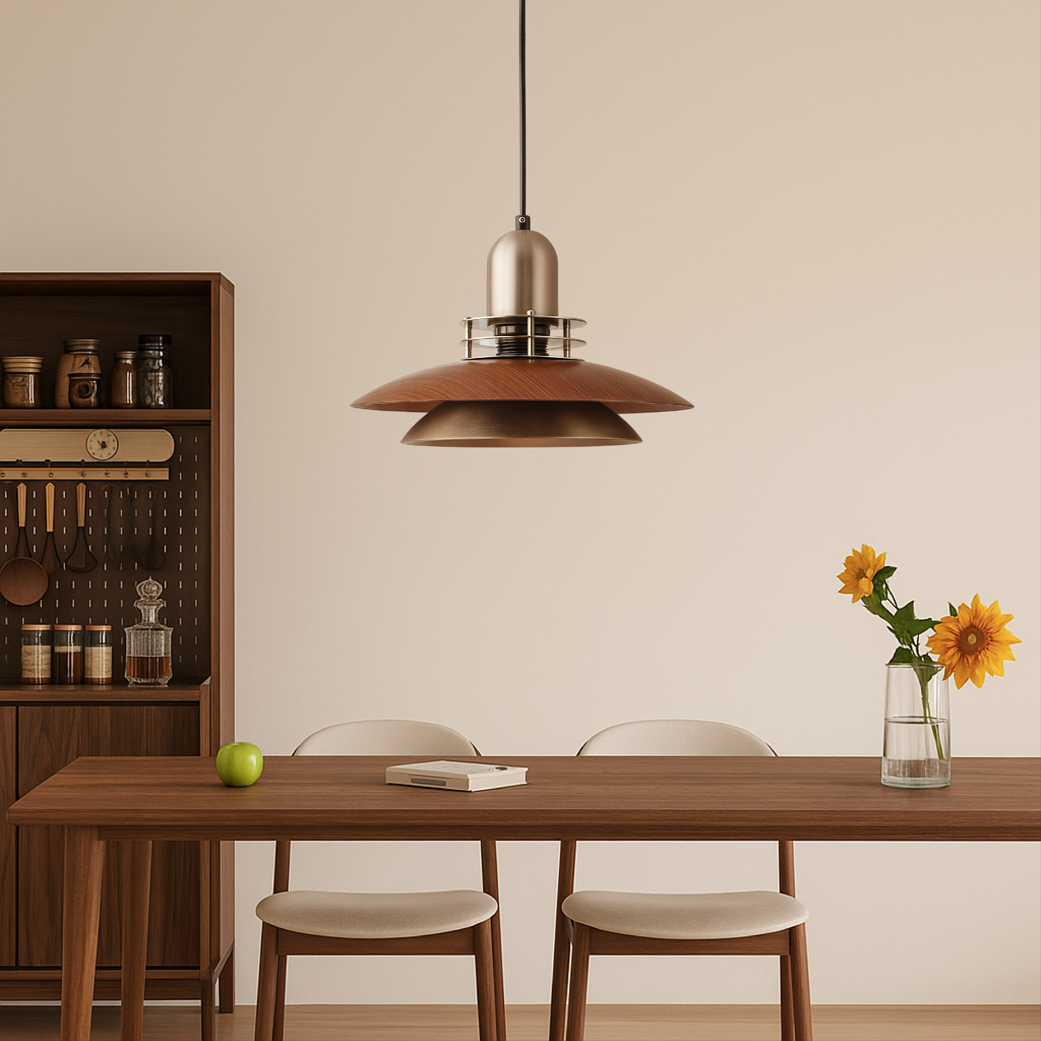 Tenora | Walnut Wood Low Pendant Lamp 4