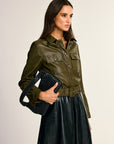 Teressa | Belted PU Leather Cargo Shirt Jacket 4