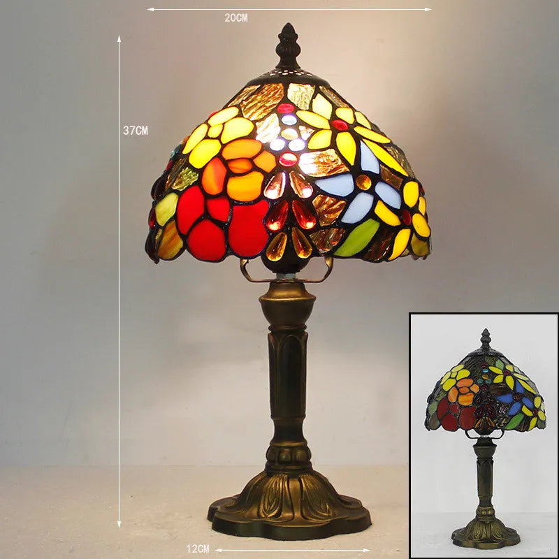 Tiffany-Style Desk Lamp with Adjustable Gooseneck – Handcrafted Colorful Glass Design for Home and Office 0