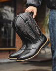 TimberRanch | Men’s Western Cowboy Boots with Embroidered Mid-Calf Square Toe Design 0