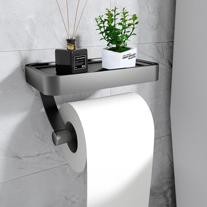 Toilet Roll Holder with Black Metal Shelf 4