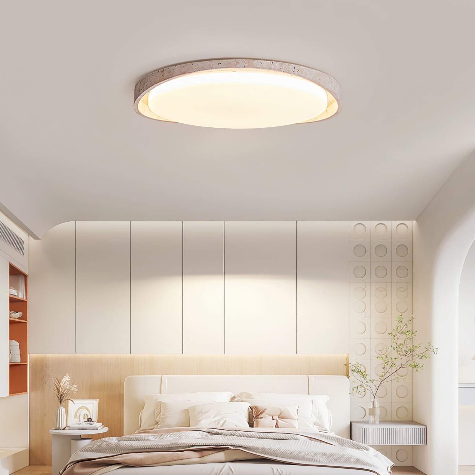 TravertineGlow | Elegant Natural Stone Ceiling Light Fixture for Modern Interiors 5