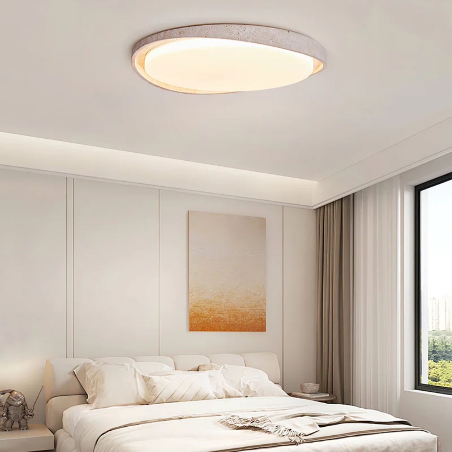 TravertineGlow | Elegant Natural Stone Ceiling Light Fixture for Modern Interiors 8