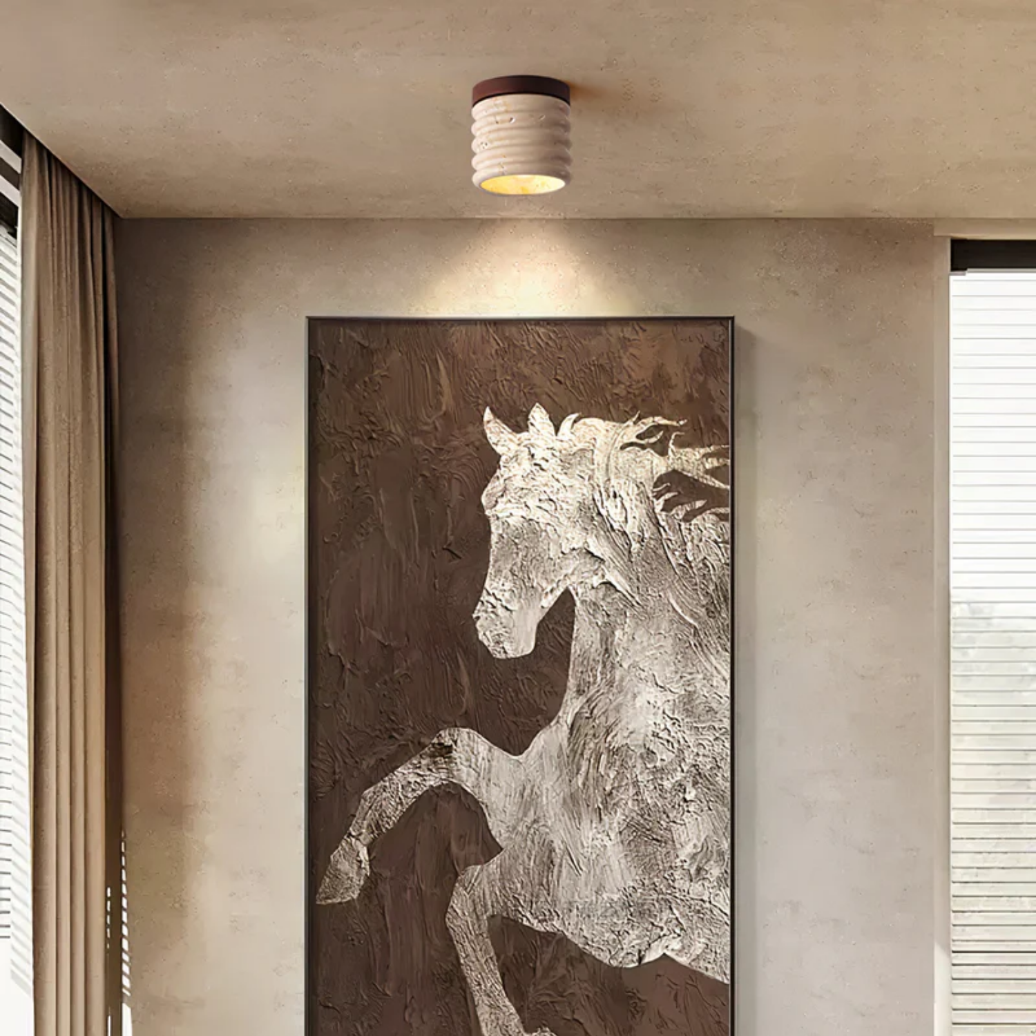 TravertineGlow | Elegant Rustic Natural Stone Flush Mount Ceiling Light 4