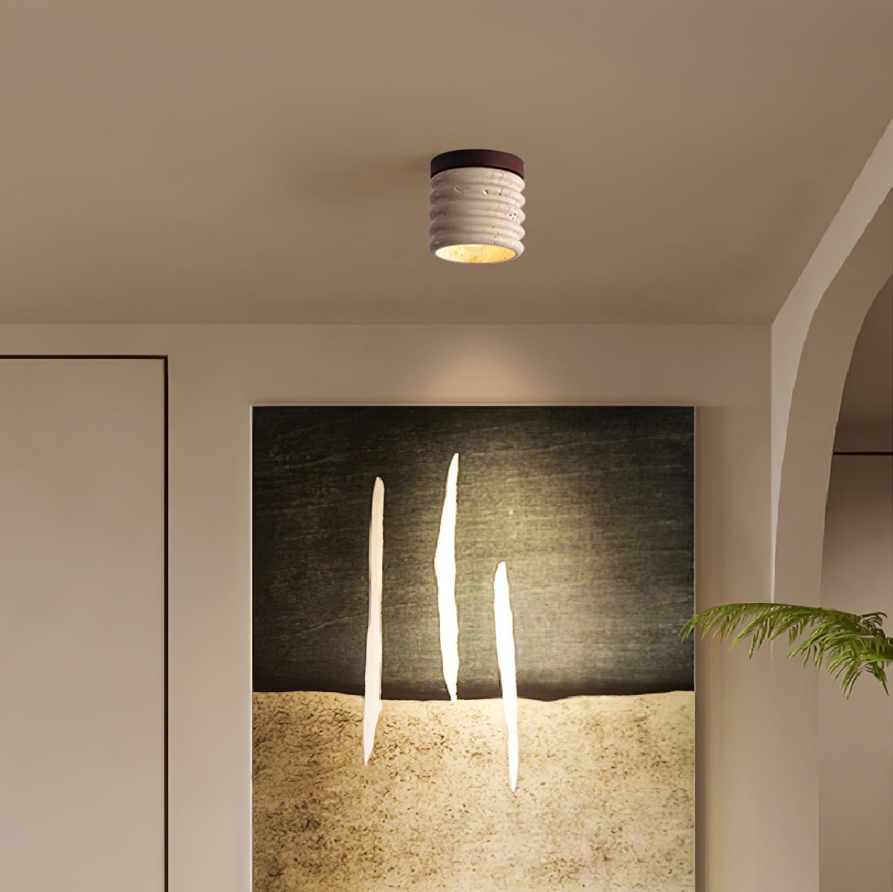 TravertineGlow | Elegant Rustic Natural Stone Flush Mount Ceiling Light 5