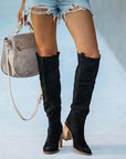 Trendy Gray Women's Boots with Block Heels – Urban Western Style for Versatile Outfits 3