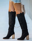 Trendy Gray Women's Boots with Block Heels – Urban Western Style for Versatile Outfits 4