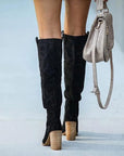 Trendy Gray Women's Boots with Block Heels – Urban Western Style for Versatile Outfits 5