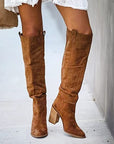 Trendy Gray Women's Boots with Block Heels – Urban Western Style for Versatile Outfits 6