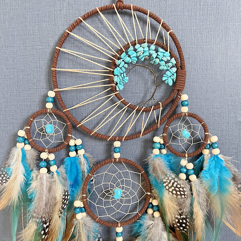 Turquoise Essence | Elegant Natural Crystal Dream Catcher Décor 3