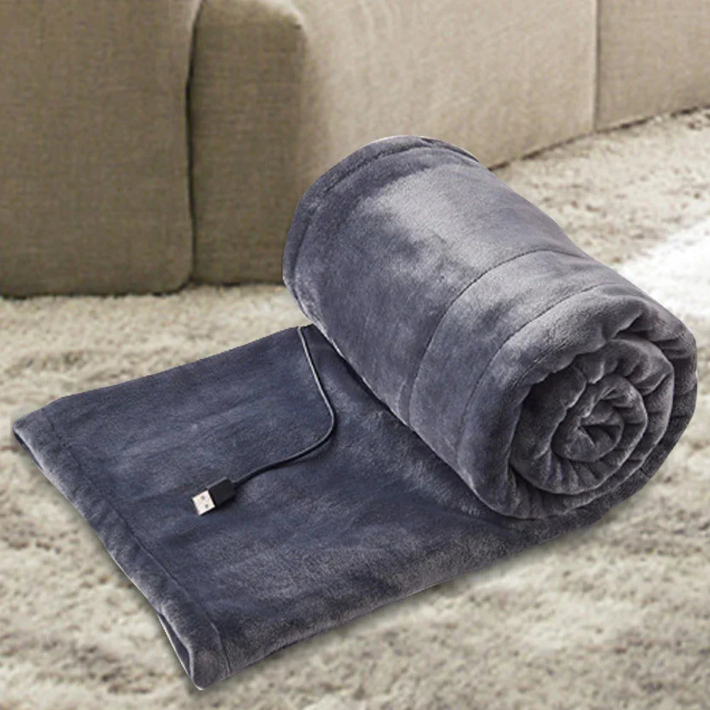 USB Electric Blanket, Compact 39x31” Heated Throw with 3 Heat Settings for Home, Office, Travel - Soft Plush Electric Throw Blanket 0