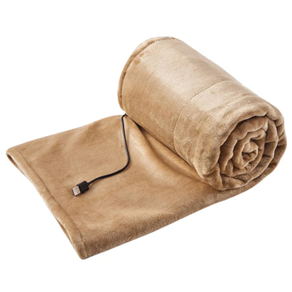 USB Electric Blanket, Compact 39x31” Heated Throw with 3 Heat Settings for Home, Office, Travel - Soft Plush Electric Throw Blanket 3
