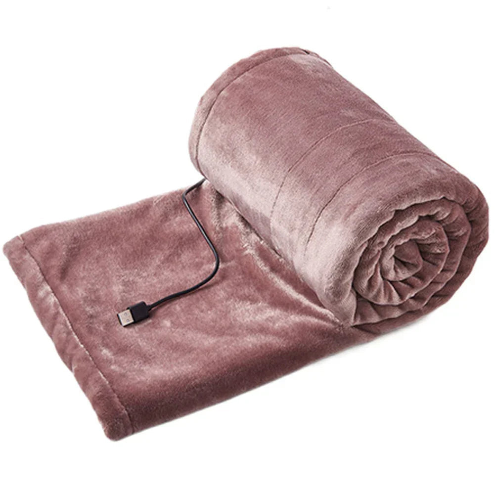 USB Electric Blanket, Compact 39x31” Heated Throw with 3 Heat Settings for Home, Office, Travel - Soft Plush Electric Throw Blanket 4