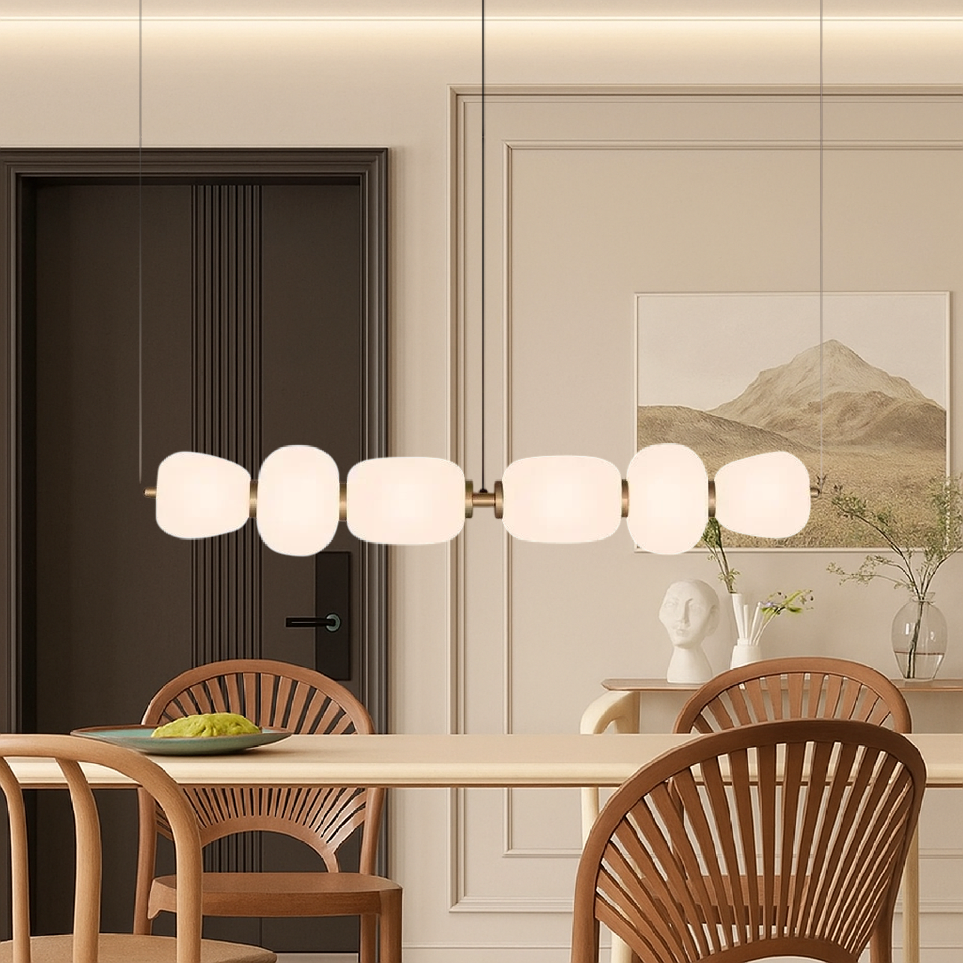 Vareli | Minimalist Bar Pendant Lamp White Glass 1