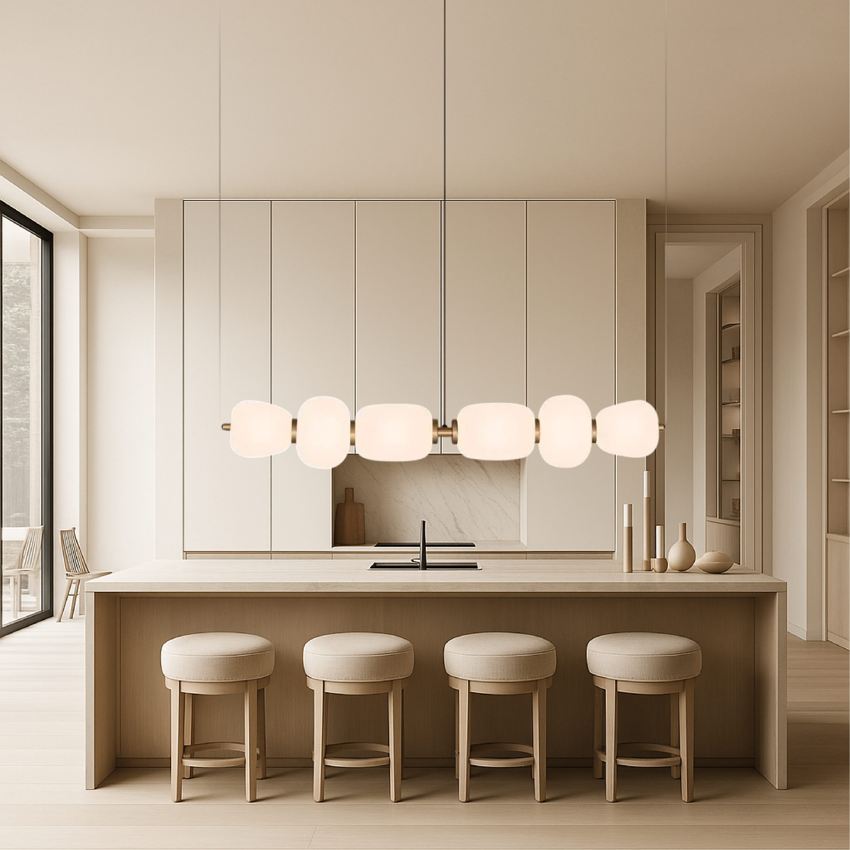 Vareli | Minimalist Bar Pendant Lamp White Glass 3
