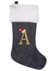 VelvetMonogram | Stylish Personalized Gray Christmas Stocking Decoration 0