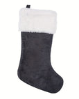 VelvetMonogram | Stylish Personalized Gray Christmas Stocking Decoration 10