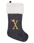 VelvetMonogram | Stylish Personalized Gray Christmas Stocking Decoration 12