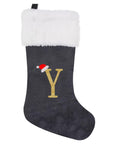 VelvetMonogram | Stylish Personalized Gray Christmas Stocking Decoration 13