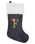 VelvetMonogram | Stylish Personalized Gray Christmas Stocking Decoration 15